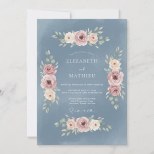 Convites Casamento Vintage Azul Sereno Empoeirado