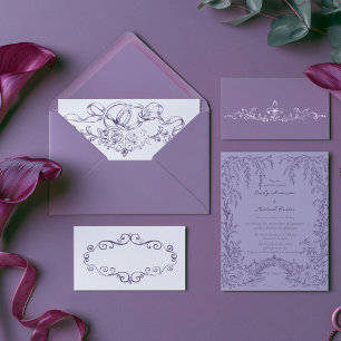 Convites Casamento Vintage Barroco Vitoriano Ameixa