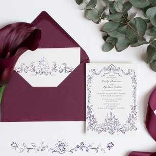 Convites Casamento Vintage Barroco Vitoriano Ameixa