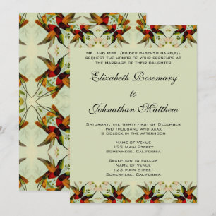 Convites Casamento Vintage, Beija-flores e Flores