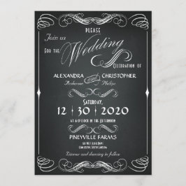 Convites Casamento Vintage Bold Typografia Chalkboard