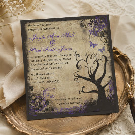 Convites Casamento Vintage Borboleta Roxa e Árvore