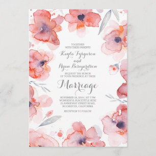 Convites Casamento vintage Botânico Floral Watercolor