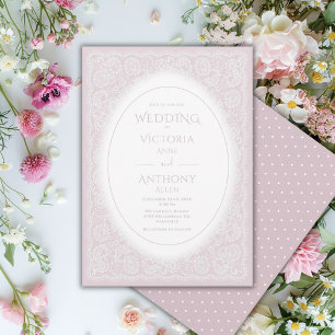 Convites Casamento Vintage Branco com Renda Roxa