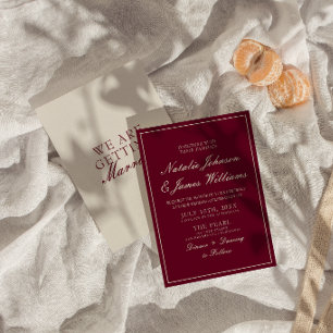 Convites Casamento Vintage Burgundy & Cream Classe e Luxo