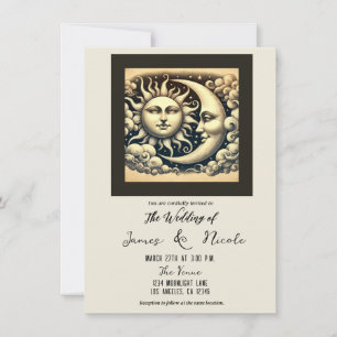 Convites Casamento Vintage Celestial Sol e Lua
