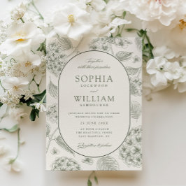 Convites Casamento Vintage com Hortênsias Sage