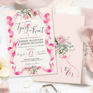 Convites Casamento vintage cor-de-rosa-quente com coquete f