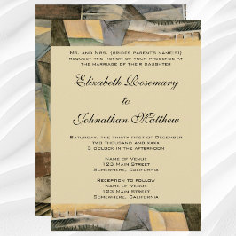 Convites Casamento Vintage, Cores Tons Terrosos, Arte Cubis