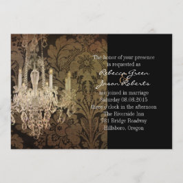 Convites casamento vintage damask chandelier
