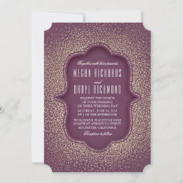 Convites Casamento vintage de ameixa e Dourada