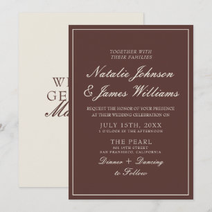 Convites Casamento Vintage de Chocolate Marrom Classe Alta