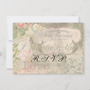 Convites Casamento vintage de Colagem do Casamento Floral