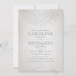 Convites Casamento vintage de deco da glam prateada
