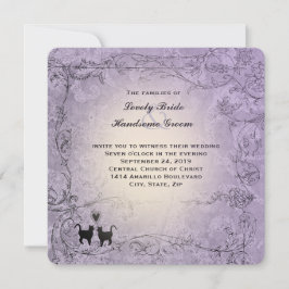 Convites Casamento vintage de Lavanda de Ornamentados Quadr