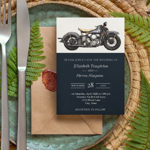 Convites Casamento vintage de Marinho de Motocicleta Russo 