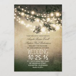 Convites Casamento vintage de Ramos e Luzes da Árvore Rústi