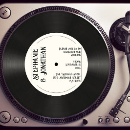 Convites Casamento vintage de Registro de Vinilo Faux Retro