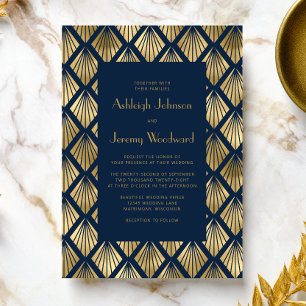 Convites Casamento Vintage Deco Ventoinhas Dourado Azul Mar