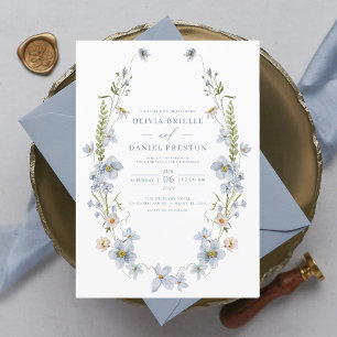 Convites Casamento vintage do Jardim Elegante Azul Dusty