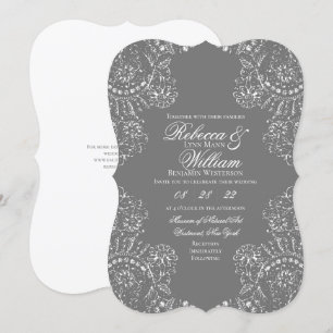 Convites Casamento vintage Elegante de rendas brancas da ci