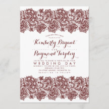 Casamento vintage Elegante Lace Burgundy