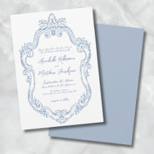 Casamento Vintage Elegante Ornamentado Azul Empoei