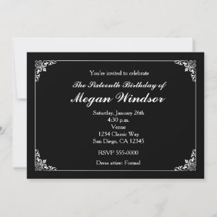 Convites Casamento Vintage Elegante Preto Branco Sofisticad