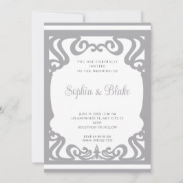 Convites Casamento Vintage em Prata e Branco com Arte Deco
