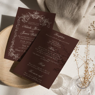 Convites Casamento Vintage Espresso Old Money Tudo em Um