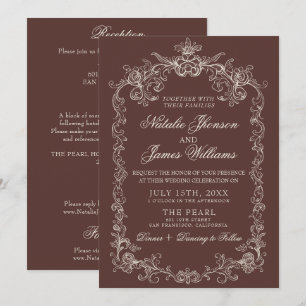 Convites Casamento Vintage Espresso Old Money Tudo em Um