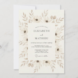 Convites Casamento Vintage Etéreo Creme