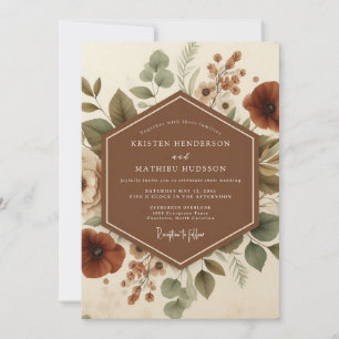 Convites Casamento Vintage Flora Terracota