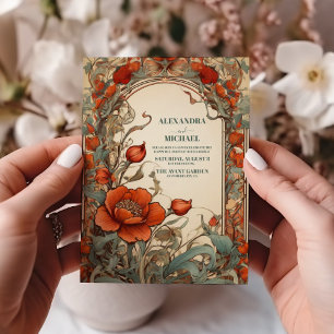 Convites Casamento Vintage Floral Art Nouveau