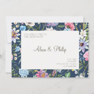Convites Casamento vintage Floral de Cores Aquáticas Colori