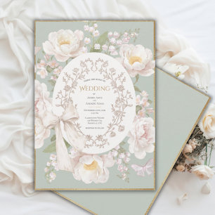 Convites Casamento Vintage Floral de Peônia Lírio