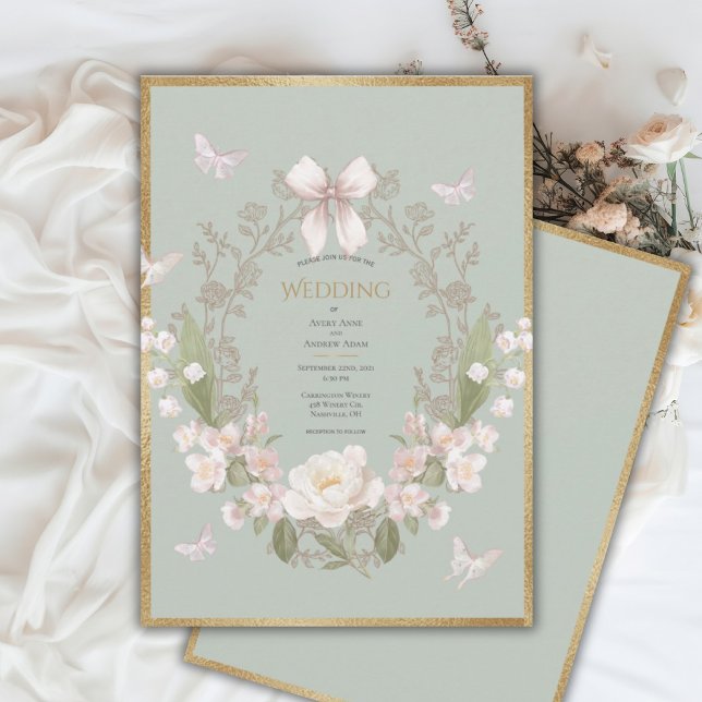 Convites Casamento Vintage Floral Peônia (Criador carregado)