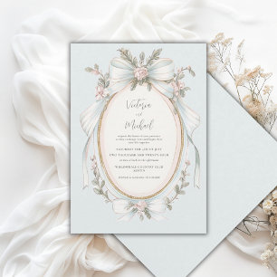 Convites Casamento Vintage Floral Rosa Azul