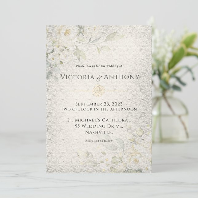 Convites Casamento vintage Floral Rustic (Em pé/Frente)
