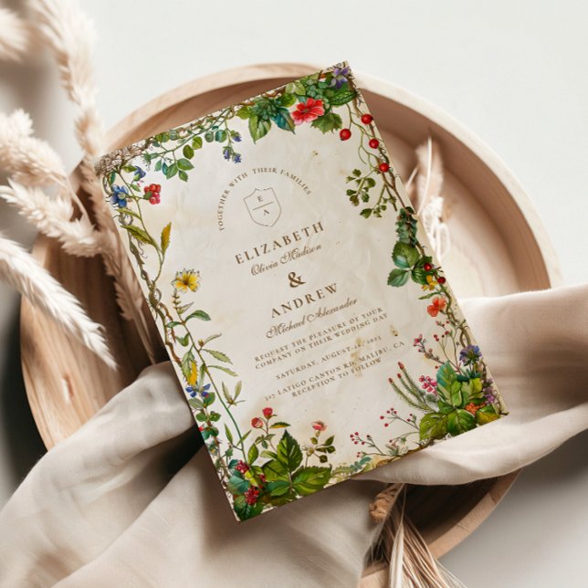 Convites Casamento Vintage Floresta Berry (Criador carregado)