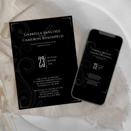 Convites Casamento vintage Formal Preto e Branco 2.0