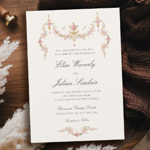 Convites Casamento Vintage Garden French Chateau Soft Blush