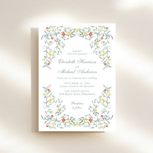 Convites Casamento Vintage Garden Watercolor
