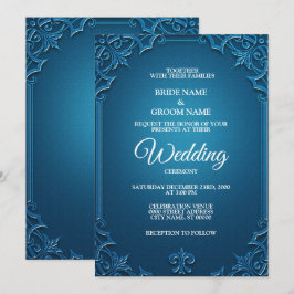 Convites Casamento Vintage Geométrico Azul Turquesa Elegant