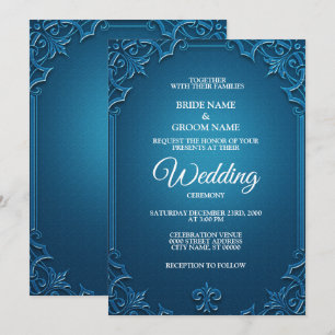 Convites Casamento Vintage Geométrico Azul Turquesa Elegant