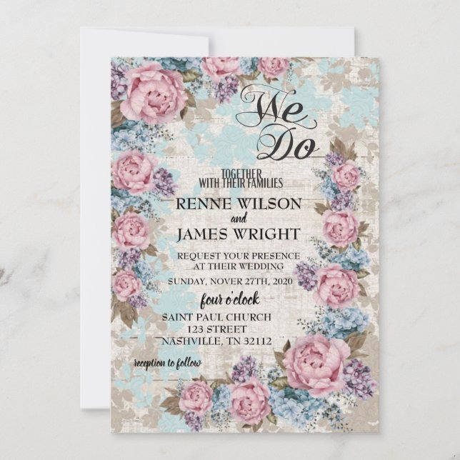 CONVITES CASAMENTO VINTAGE INVITE (Frente)