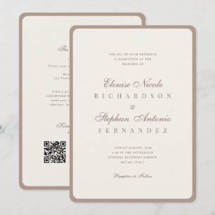Convites Casamento Vintage Marfim e Taupe Old Money Tudo em
