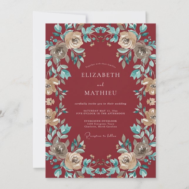 Convites Casamento Vintage Marrom Refined (Frente)
