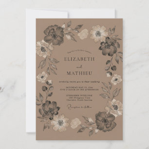 Convites Casamento Vintage Mocha Moody