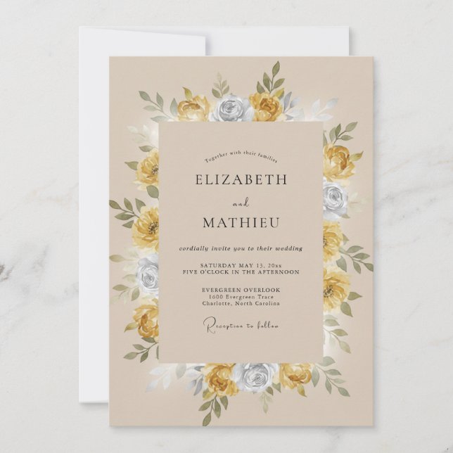 Convites Casamento Vintage Mostarda Luxuriante (Frente)